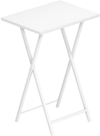 HOOBRO Tavolino, Tavolini per Spuntini, Pieghevoli Tavolo, Accanto al Divano, Stile Industriale, per Spazio Stretto, Struttura Stabile, Montaggio Facile, Bianco EWW15BZ01