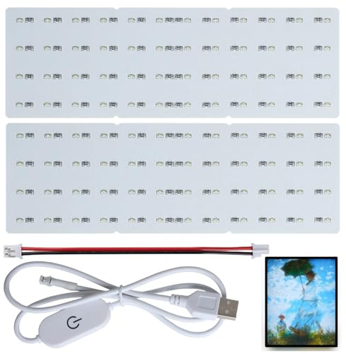 GBKDQQ 3D-tryck litofan LED-panel, USB 5 V, PCB ljusbräda touch-dimmer, litofan LED backlight board kit, 3D-skrivartillbehör för fotomodell, Vit, Polykarbonat (PC), Stativmontering