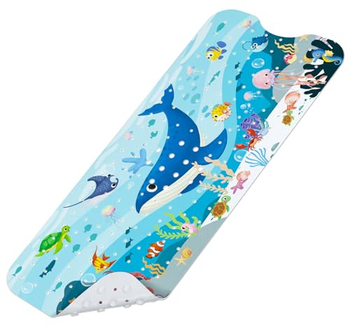 Tappeto Tappetino Doccia Antiscivolo Vasca Antiscivolo da Doccia Bagno per Bambino Bambini 100x40cm, con 200 Ventose, Senza BPA e Lavabile in Lavatrice - Balena