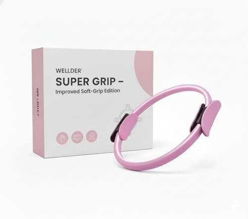WELLDER Anello Pilates 37 cm Rosa con Impugnature Antiscivolo