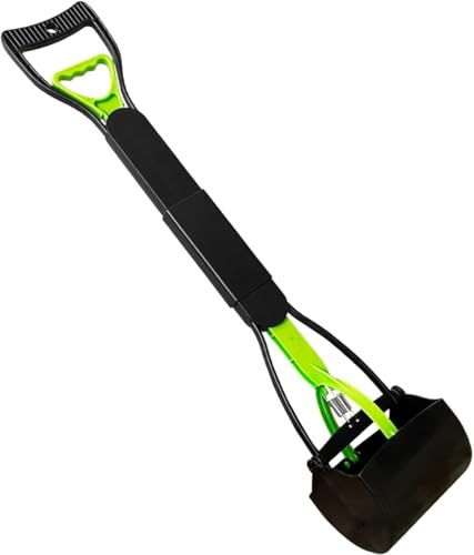 Recogedor de excrementos de perro plegable con mango largo portátil para perros y gatos, pala de residuos resistente para hierba, grava y jardín, verde, 80 cm