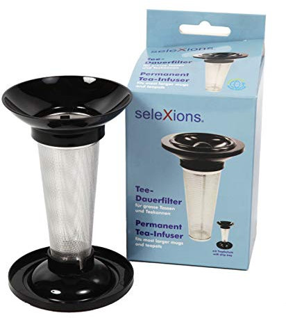 Teefilter seleXions Tee Filter Teekannenfilter Edelstahl, mit Tropfstop-Deckel, groß für alle Tee- und Isolier- Flaschen und Kannen
