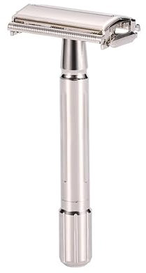 The Shave Factory Butterfly Safety Razor - Rasoio classico a doppia lama da uomo - Rasatura di precisione con design Twist to Open - Soluzione di rasatura durevole con custodia in plastica