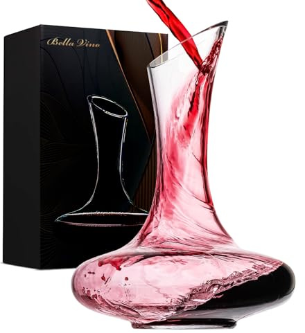 Large Elegant Red Wine Decanter Aerator Pourer - 100% Hand Blown Lead-Free Clear Crystal Glass - Wine Carafe Bottle, Wine Lovers Accessory Gift - 1600ml.