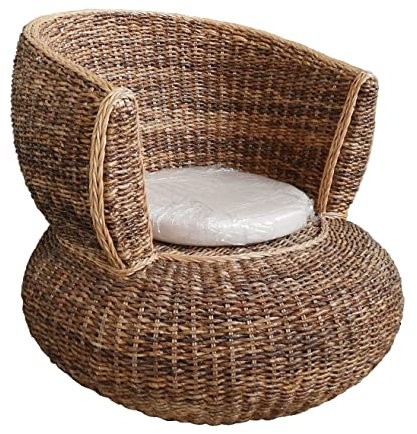 fantasie d oriente Poltrona Relax Rattan BANANO Arredamento Giardino Vimini per Esterno Interno