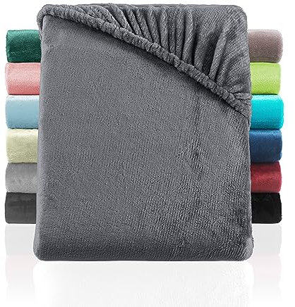 BaSaTex Cashmere Touch Plüsch Premium Spannbettlaken - SUPER Soft Flauschiges Winter Spannbetttuch Nicky Teddy - wärmendes Bettlaken | 140x200-160x200 cm | Farbe: Anthrazit