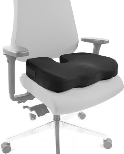 hjh OFFICE Coussin d'assise orthopédique MEDISIT II Coussin avec Mousse à mémoire de Forme et Couche de Gel, Housse antidérapante, Amovible & Lavable 780001