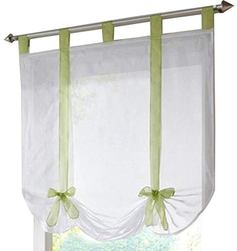 Yaland - Tenda a pacchetto in voile con passanti, trasparente, tinta unita, con passanti, per soggiorno, 120 x 140 cm, colore: Verde