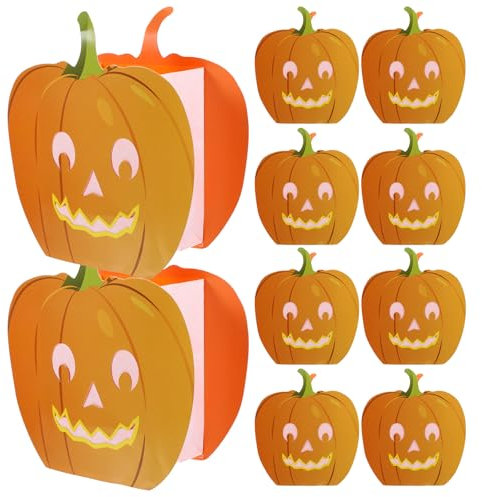 OSALADI 10 Stücke Papier Lichttüten Deko Kürbis Lichtertüten Kerzenhalter Candle Bags Jack O Lantern Kerzen Tüten für Halloween Tischdeko Herbstdeko Thanksgiving Herbst Dekoration