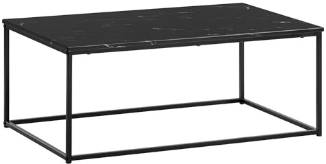 Wohnling Couchtisch 100x60x40 cm mit Marmor Optik Schwarz, Wohnzimmertisch mit Metall-Gestell, Sofatisch Eckig Tisch Wohnzimmer, Beistelltisch