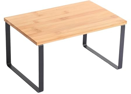 MSV, Etagère de Cuisine sur Pied au Design Industriel en Bambou et Acier, Idéale pour Le Rangement et la Décoration, Taille : 120 cm, Couleur : Noir Mat
