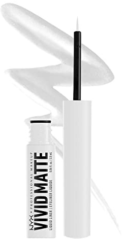 NYX Professional Make Up levande matta flytande foder, eyeliner med exakt spets, matt finish och högpigmenterad färg, vit, 1 st