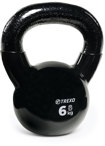 XTREXO Kettlebel 6KG Gusseisen mit Vinyl-Beschichtung für vielseitige Übungen zu Hause und Gym Dumbbell Professional Ball Hantel