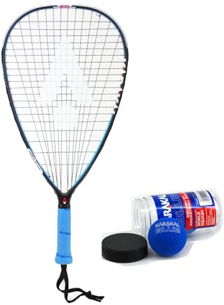 Karakal FF150 Graphite Racketball/Squash 57 Racket & Karakal Blue Racketball Balls