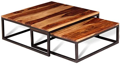 QZZCED Beistelltisch Ablagetisch Tisch Wohnzimmer Zweiteiliges Satztisch-Set Couchtisch Massivholz für Arbeitszimmer, Wohnzimmer, Büro