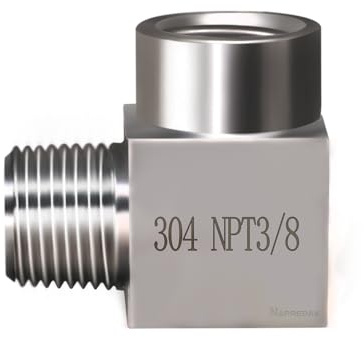 Napredak 90 degree elbow pipe fitting NPT 3/8 male to NPT 3/8 female Forged street elbow, stainless steel high pressure hose elbow fitting for pressure gauge, 4350 psi, 1 pc