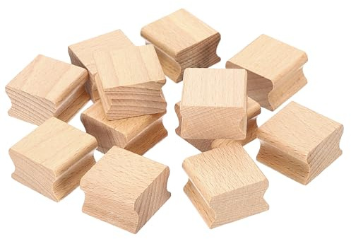 PATIKIL 30x30mm Blank Wood Rubber Stamp Mounts, 12 Pack Wooden Rubber Stamp Handle Hard Wooden Blocks for Stamp Making DIY Crafting Style 2, Brown