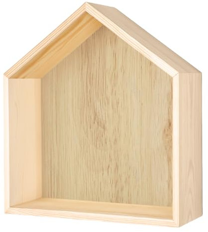 Holzrahmen, Holzbox Regalbox Hausform, Holzhaus Deko Wandregal, Form Wand Speicher hölzerne Anzeigen hängende Kinderraum Dekoration schwebend Holzrahmen zum Basteln Haus Schlafzimmer Kinderzimmer