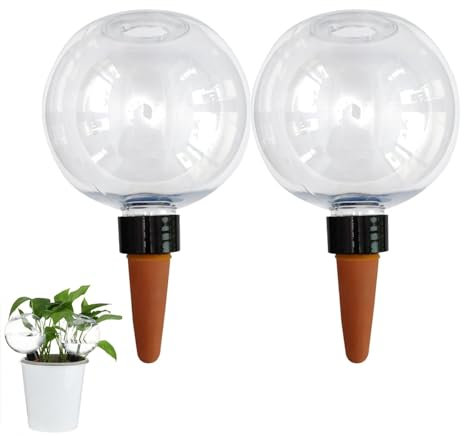 KFSCIP Plant Watering Devices, 2 Pack Self Watering Globes for Plants, Slow Release Watering System for Indoor Outdoor Plants, Vacation Plant Care, 17cm Height Plant Watering Spikes