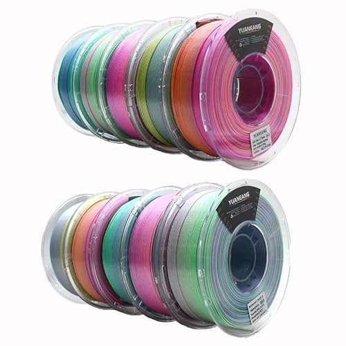YUANEANG Silk Rainbow PLA - Filament pour imprimante 3D, 10 kg, 1,75 mm, changement rapide de couleur, PLA, bobine de 10 kg, pack de filaments dégradés pour la plupart des imprimantes 3D FDM
