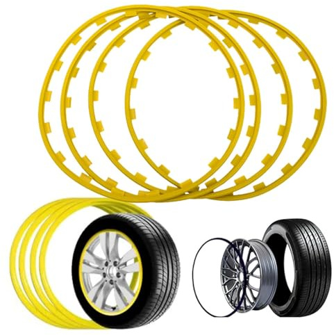 16-20 Car Rims Edge Trim Protector Wheel Protection Ring Alloy Wheel Edge Ring Rim Protectors Tyres Tire Guard Set of 4 Anti-Scratch Car Refit Trims Kit(Size:20 inch Color:Red)(Yellow,18 inch)