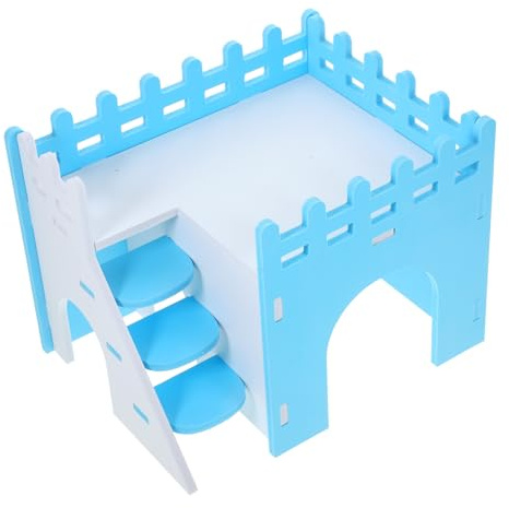 HEMOTON Refugio De Madera Maciza para Hámsteres Escondite para Cobayas De Dos Pisos Casita para Pequeños Animales como Ratas para Esconderse y Jugar La Jaula