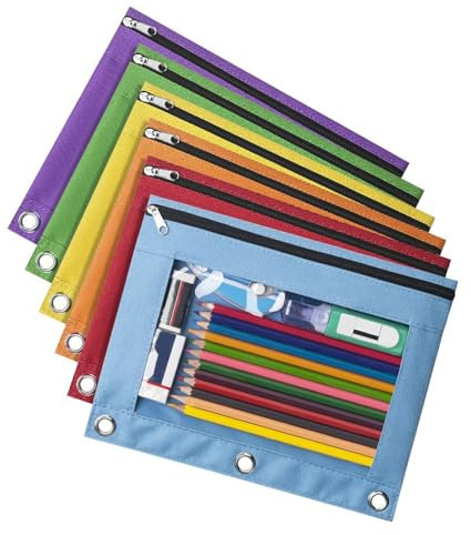 6 astucci trasparenti con finestra a 3 anelli raccoglitori per matite scatole con cerniere per documenti scolastici e ufficio per studenti penne cerniere penna trasparente finestra scatola file
