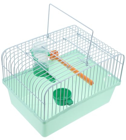 Toyvian Cage de Transport Portable pour Oiseaux Petits et Inséparables, Spacieuse avec Perchoir, Mangeoire et Abreuvoir Intégrés, en Abs et Fer, Cage Légère Verte pour Couleur Aléatoire