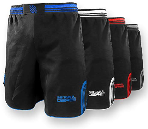 Sanabul Core MMA Shorts for Men, Boxing No Gi Jiu Jitsu Grappling BJJ Shorts, CS-MS-BLU-S