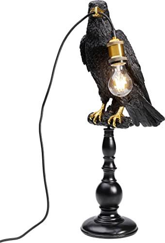 Kare Design Lampe à Poser Animal Sitting Crow, Or/Noir, Animal Corbeau, Lampe de Table, Lampe Salon, Deco Intérieur, Décoration Chambre, Couloir, 61x16x29 cm (Ampoule Non Incluse)