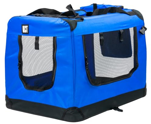 KCT Large Blue Fabric Pet Carrier Crate Travel Transport Bag for Cats and Dogs