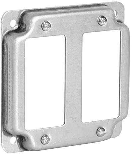 2-Gang Rocker Cover, 4 Square, 1/2 Raised Galvanized Steel