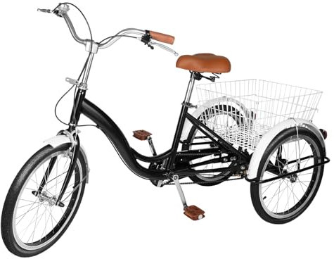 NadineDutol 20 Zoll 1-Gang-Erwachsenen-Dreirad, Senioren-Einkaufs-Dreirad, Cruising-City-Bike Premium-Klapprad geeignet für Outdoor-Sport, Shopping, Freizeit, geeignet für Männer Frauen