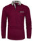 VHUQGVU Mens Stylish Polo Cotton Long Sleeve Contrasting Color Regular Top Golf Shirt,red,L