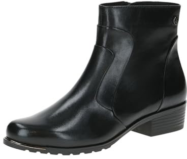 CAPRICE Damen Stiefeletten mit Absatz aus Leder mit Reißverschluss, Schwarz (Black Nappa), 36.5 EU