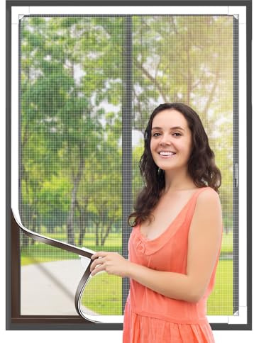 Flintronic Mosquitera magnética para ventanas, Mosquitera para ventanas de fijación con Imán incorporado, recortable individualmente hasta 150 x 180 cm, sin taladrar ni atornillar [Blanco]