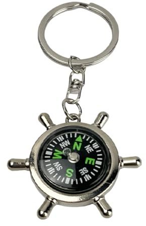 Portachiavi Timone Capitano con Bussola - Portachiavi Volante da Barca con Bussola Reale Integrata - Accessorio per gli amanti delle Barche, Capitani, Avventurieri, Marinai... - Unisex Uomo e Donna,