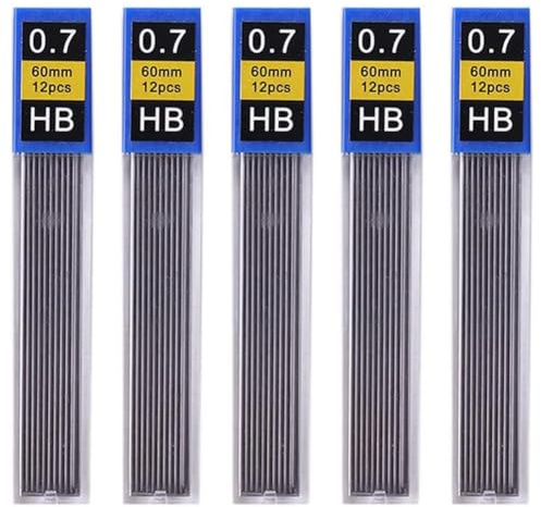 MSCHENZW Lot de 5 recharges de mines de crayon, accessoires d'écriture de bureau, papier à lettre pour étudiant, recharges de crayon (0,7 mm)