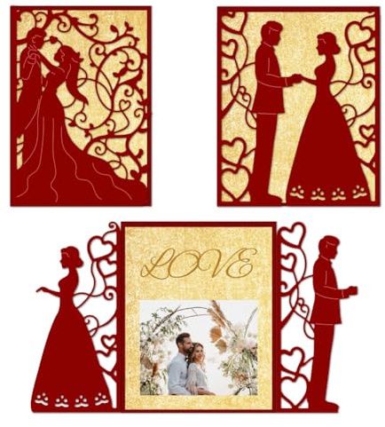 DELORIGIN Plantillas de troquelado 3D para marco de boda, plantilla de corte de boda para novios y novias, plantillas de metal para hacer tarjetas, plantillas de repujado para bricolaje, repujado,