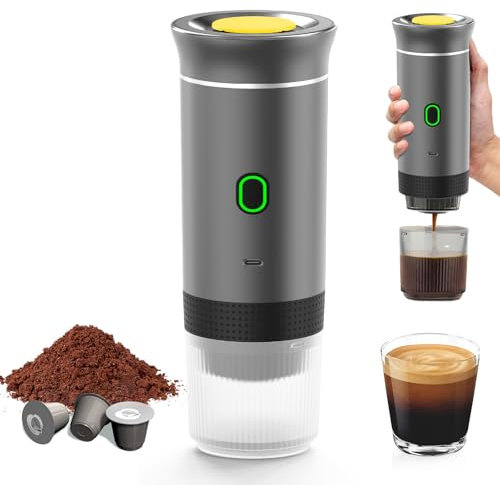 Macchina per caffè portatile, per caffè espresso e riscaldamento elettrico da viaggio, per 12 V auto e campeggio, caffettiera per campeggio, macchina da caffè portatile da viaggio, capsule caffè