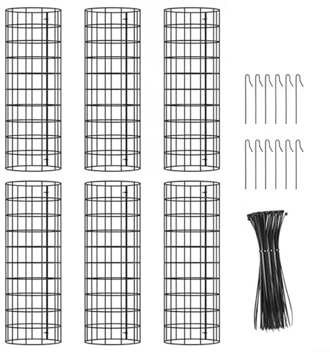 RichVibe Valla de malla ajustable para árbol, protector de tronco de árbol de metal con ganchos para el suelo, barrera de jardín transpirable para patio, césped al aire libre (A)