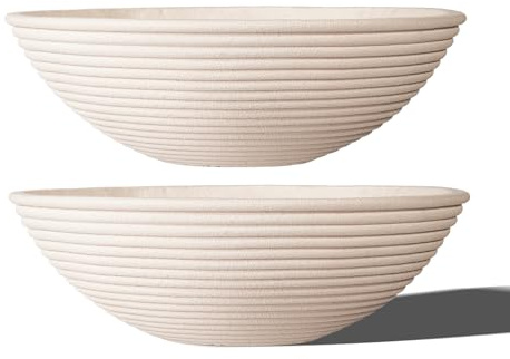 TerraDeco 18 - inch Handmade Classic Bowl - Concrete Planter (2 Packs) | Concrete Composite | Ideal for Succulents, Courtyard Pillars & Staircase Corners