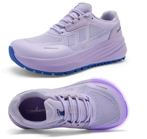 Women's Orthopedic Wide Sport Shoes: Plantar Fasciitis Hammer Toes Diabetic Pain Relief High Arch Supportive Heel Spur Walking Shoes, Lightweight Vacation Camping Trail Sneakers Purple Size 7