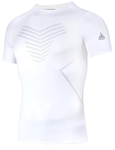 AMZSPORT 1/2 Pack Chemise de Compression pour Homme T-Shirt à Manches Courtes Couche de Base à Séchage Rapide Haut Moulant de Fitness