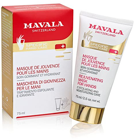 Mavala - Masque de Jouvence pour Mains - Soin Intense Gommant et Hydratant - Formule Céramide, Aloe Vera, Allantoïne, Extraits Végétaux - Tout Type de Peau - 75ml