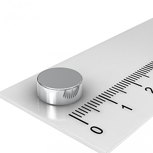 MTS Magnete - Magneti a disco, al neodimio, rivestimento in nichel, 10 x 4 mm, N42, magnetizzazione 4 mm, 5 pz
