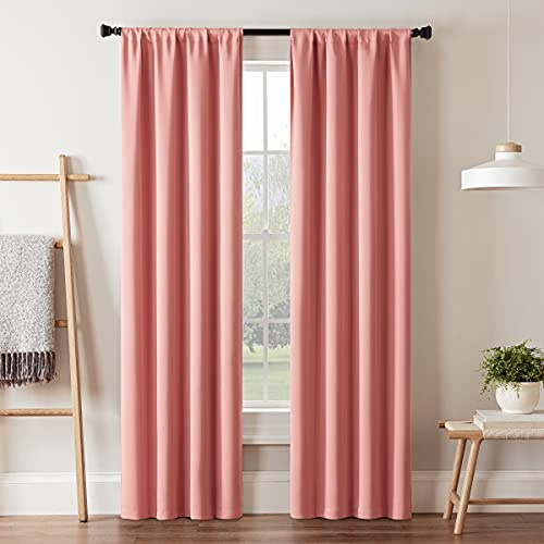 Eclipse Room Darkening Curtains for Bedroom - Darrell 37 x 63 Thermal Insulated Single Panel Rod Pocket Light Blocking Curtains for Living Room, Coral (16205037063CRL)