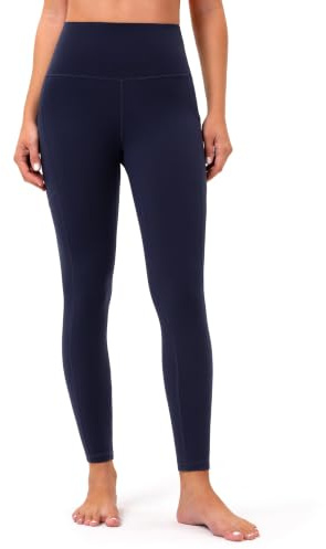 Colorfulkoala Women's High Waisted Tummy Control Workout Leggings 7/8 Length Yoga Pants with Pockets (M, Navy)