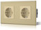 BSEED Schuko Steckdose 2 Fach EU-Standard DoppelsteckdoseWandsteckdose Kristall Glas Platte 16Amp 250 V Verlängerungssteckdosen 157mm Gold