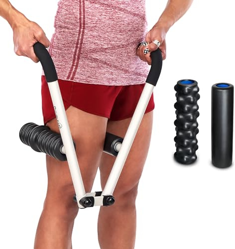 DoubleUP Roller D4 Leg & Arm Massager, Metal Frame + 4 Rollers, White
